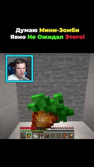 Мини Зомби Был в ШОКЕ в Minecraft! 😱🧟♂️ #shorts #шортс #minecraft #майнкрафт #майн #прикол #мем