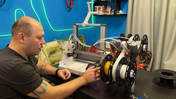 Bambu Lab A1 Combo первая печать, обзор AMS Lite, обзор настроек