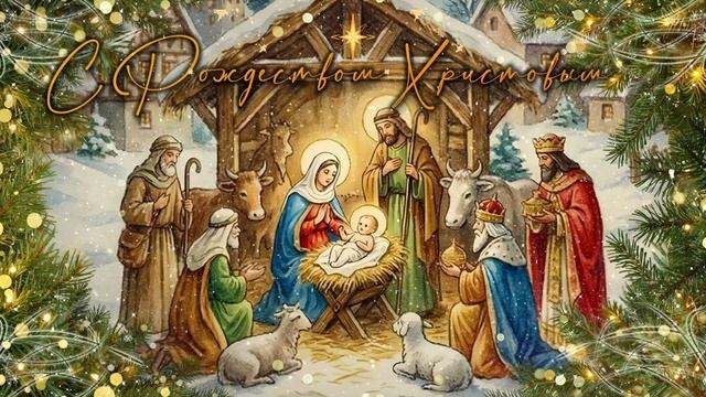 Рождество Христово. С Великим праздником Рождества Христова. Музыкальная открытка. 7 января 2026 смотреть онлайн