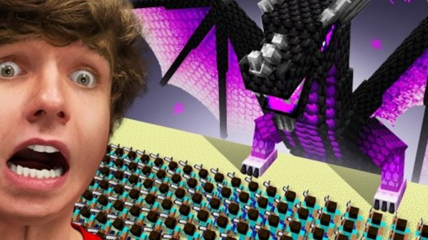 Mr.BEAST (МИСТЕР БИСТ) 1000 ИГРОКОВ ПРОТИВ ЭНДЕР ДРАКОНА В МАЙНКРАФТ ВИДЕО НА РУССКОМ, В МАЙНКРАФТЕ