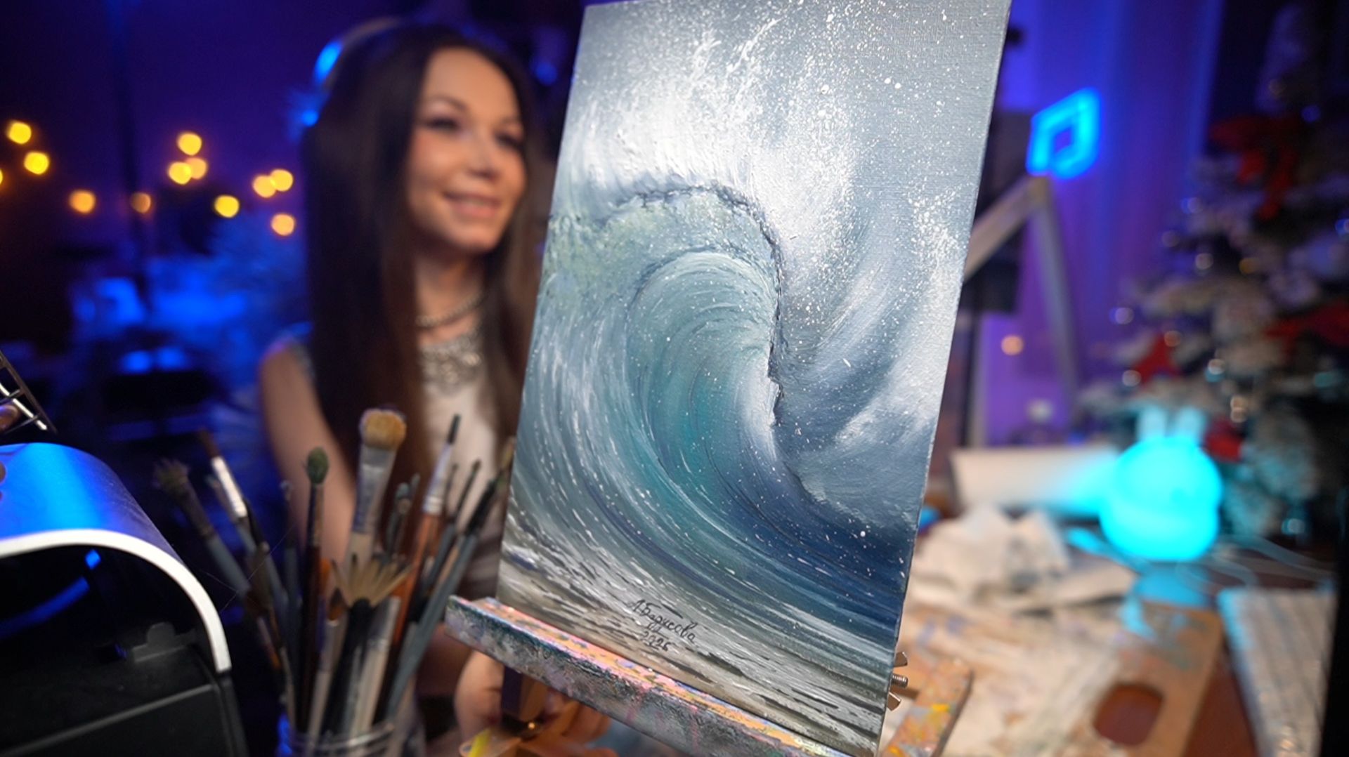 КАРТИНА МАСЛОМ НА СТРИМЕ🎨 #ламповыйстрим #девушкастримит #живопись #картина #рисование смотреть онлайн