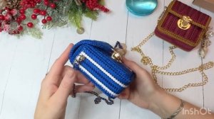 Мини сумочка для любителей миниатюра. Сумочка в цвете синего "Электро" #канва #рукоделие