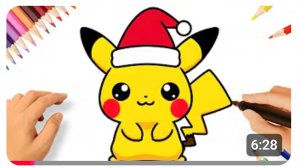 КАК НАРИСОВАТЬ ОЧЕНЬ ПРОСТОГО ПО КАВАЙИ ПИКАЧУ В НОВОГОДНЕЙ ШАПОЧКЕ