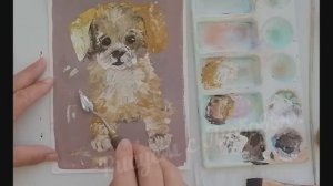 Милый щенок Неожидала такого результата от себя Мастихиновая живопись