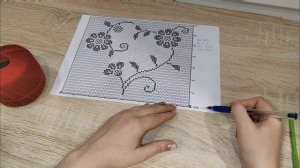 Салфетка крючком в филейной технике "Романтический вечер" Видеоописание. Часть 1