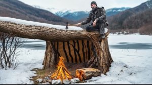 Соорудил зимнее укрытие. Выживание в одиночку с собаками. Бушкрафт