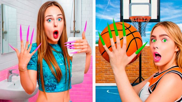 24 часа с ДЛИННЫМИ НОГТЯМИ ЧЕЛЛЕНДЖ! *плохая идея*