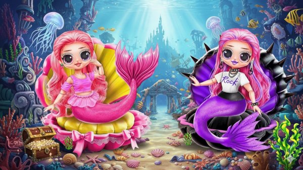 Милая и Брутальная сёстры - русалки растут! Идеи для кукол ЛОЛ ОМГ!