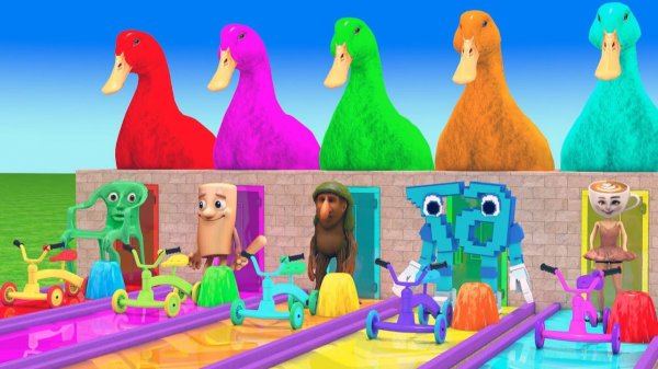 Мультики для детей. Веселая ферма с Гусями и Итальянскими мемами. Мультики залипалки для малышей