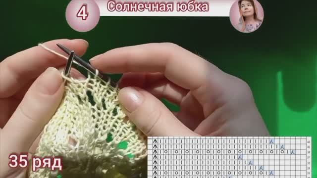 "Солнечная" юбка спицами. Часть 2/2. смотреть онлайн