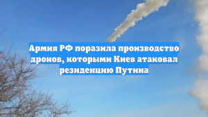 Армия РФ поразила производство дронов, которыми Киев атаковал резиденцию Путина