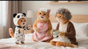 Котенок Джинджер и бабушка помогают Маме-кошке справиться с болезнью