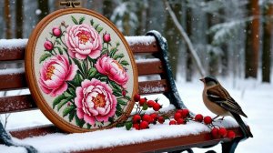 33. Все мои процессы на Январь 2026/ФИНИШ - Пионы Риолис/Châtelaine, Dimensions/Вышивка бисером