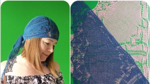 Косынка (бандана) "Цветочная" спицами.