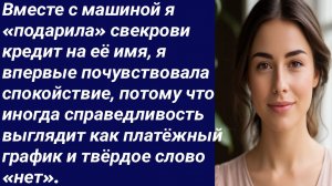 Истории со Смыслом/Вместе с машиной я «подарила» свекрови кредит на её имя/Истории из жизни