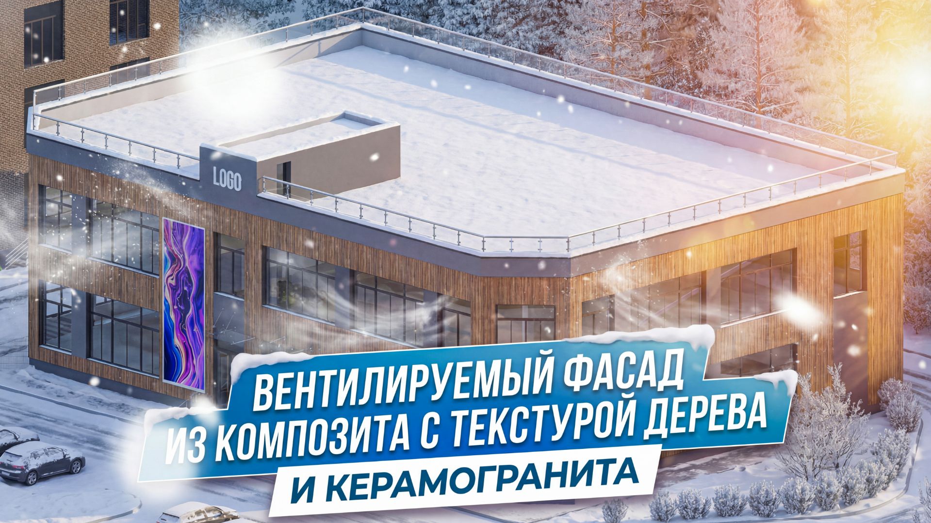 Вентилируемый фасад из композитных панелей и керамогранита смотреть онлайн