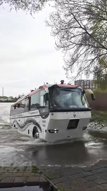 Автобус-амфибия выезжает из воды смотреть онлайн