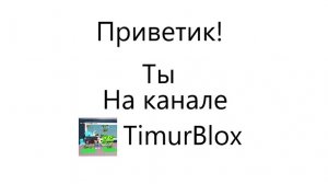 Добро пожаловать на канал TimurBlox