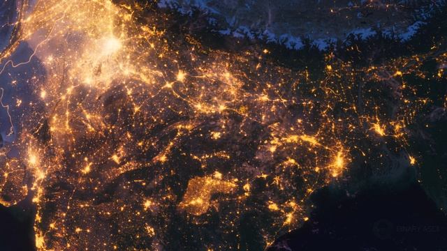 Бесплатное видео футаж, Планета Земля Ночью. Азия, Индия. Вид из Космоса с Орбиты. Ночной Глобус смотреть онлайн