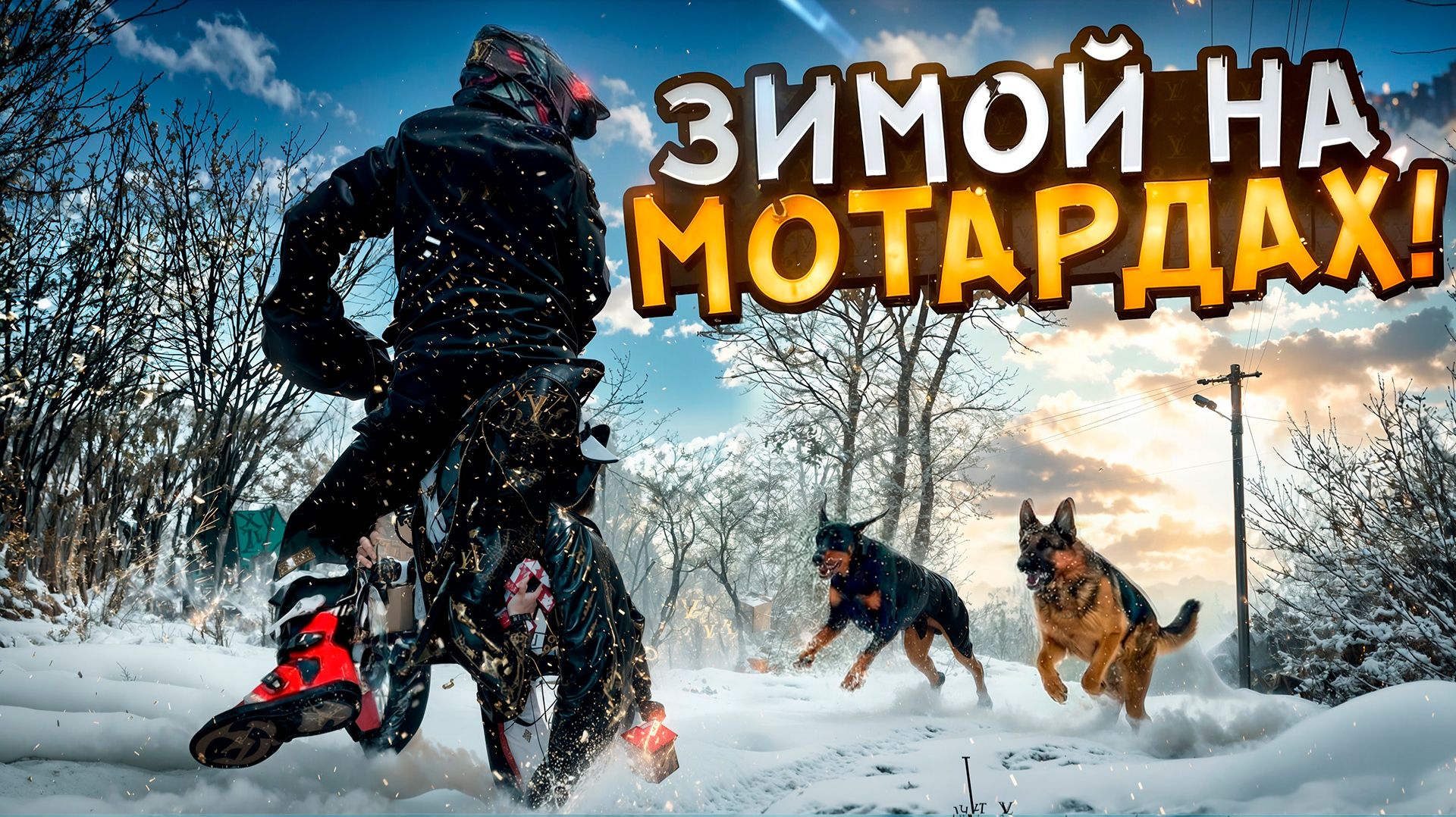 ПОКАТУШКА ЗИМОЙ НА МОТАРДОВОМ ПИТБАЙКЕ В ЖЁСТКИЙ ГОЛОЛЁД! // ПОГОНЯ ОТ СТАИ СОБАК! смотреть онлайн