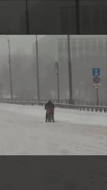 Курьер «Самоката», который ехал доставлять заказ сквозь сильную вьюгу. Москва смотреть онлайн