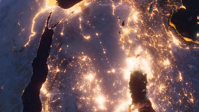 Бесплатное видео футаж, Саудовская Аравия. Вид из Космоса с Орбиты. Ночной Глобус смотреть онлайн