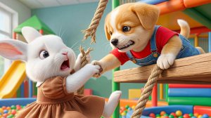 Мультики для детей, собачка в игровой помогает другу, мультики