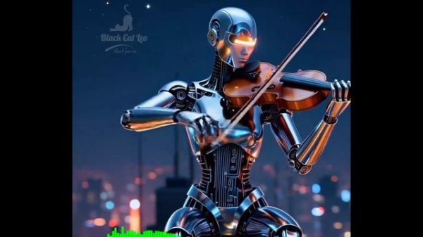 Андроид со скрипкой - музыка от студии игр Black Cat Leo (Best games)