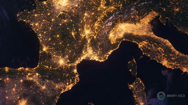 Бесплатное видео футаж, Планета Земля Ночью. Европа - Франция Вид из Космоса с Орбиты. Ночной Глобус смотреть онлайн