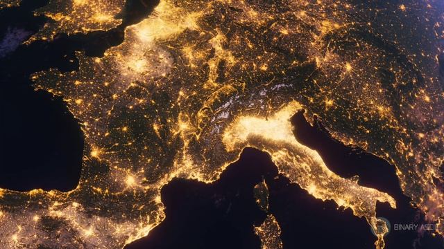 Бесплатное видео футаж, Планета Земля Ночью. Европа - Франция Вид из Космоса с Орбиты. Ночной Глобус смотреть онлайн