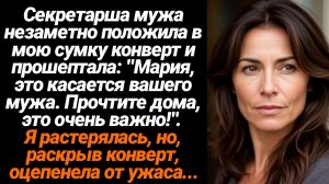 Жизненные Истории/Секретарша мужа незаметно положила в мою сумку конверт и прошептала: "Мария, это к