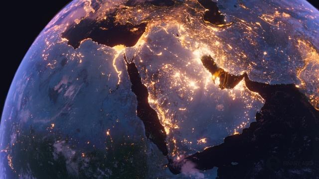 Бесплатное видео футаж, Саудовская Аравия. Вид из Космоса с Орбиты. Ночной Глобус смотреть онлайн