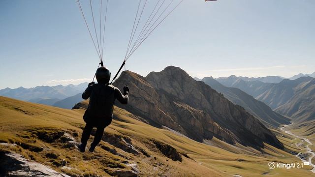Человек летит на парашюте через горы смотреть онлайн