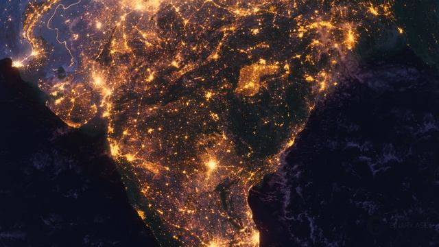 Бесплатное видео футаж, Планета Земля Ночью. Азия, Индия. Вид из Космоса с Орбиты. Ночной Глобус смотреть онлайн