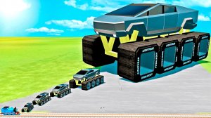 Молния Маквин против Теслы! На огромных квадратных колесах!