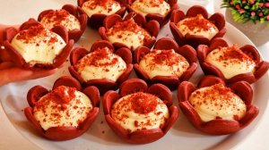 Королевский десерт за 30 минут! Рецепт песочных корзиночек с кремом "Красный бархат"