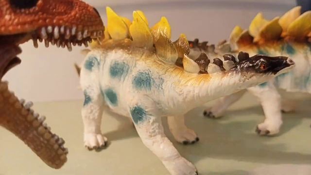 Стегозавры против аллозавра. Стоп моушен (без звука) #di смотреть онлайн