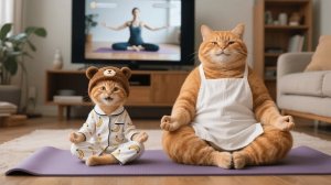 У Мамы-кошки снова болит спина, но котенок Джинджер узнает секрет прочности костей от бабушки-кошки