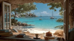 ☀️Солнечный вид из окна на побережье | Умиротворяющая морская панорама для отдыха, сна и релаксации