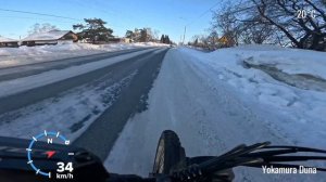 Yokamura Duna зимой на электровелосипеде в -20