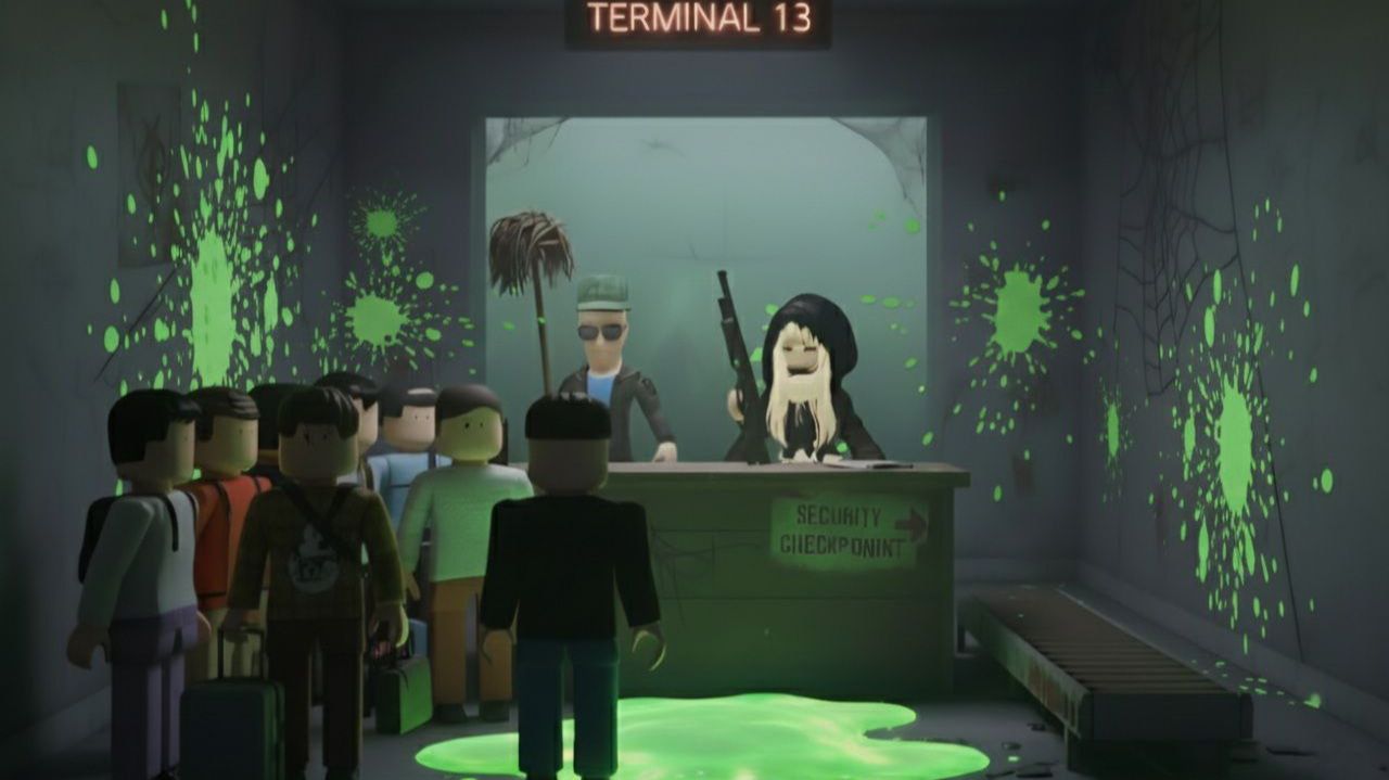 РАБОТАЕМ С КСЮ ОХРАННИКАМИ В ТЕРМИНАЛЕ 13 ХОРОР Роблокс Roblox A.K.M.Games