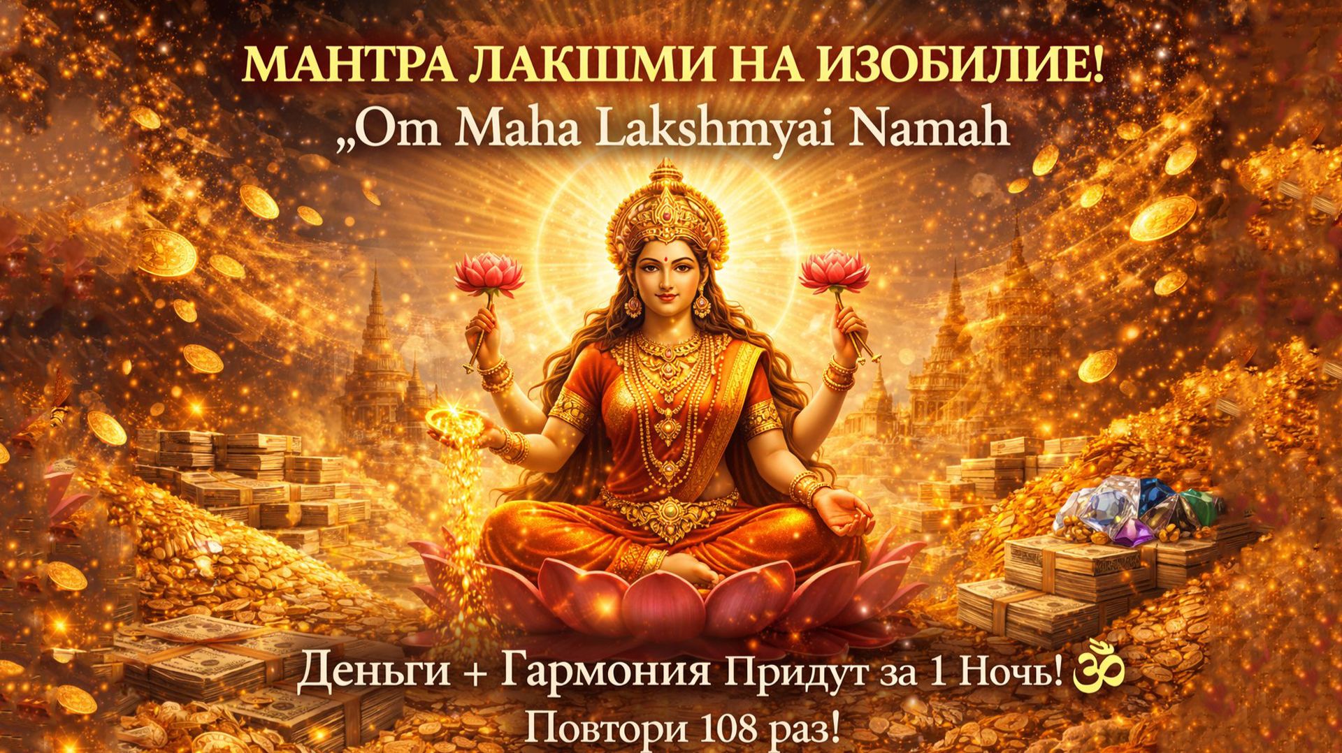 💎 МАНТРА ЛАКШМИ НА ИЗОБИЛИЕ! Благословение Вишну для денег, удачи и гармонии в семье! 🙏✨ смотреть онлайн