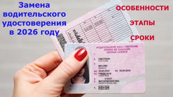 Замена водительского удостоверения (прав) в 2026 году. Особенности, этапы, сроки.