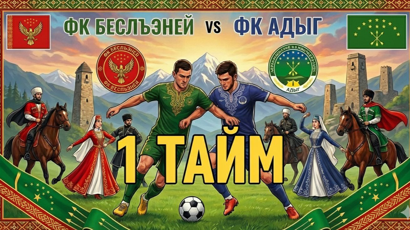 Футбольный матч ФК Беслъэней (Бесленей) - ФК Адыг (Кош - Хабль). 1 тайм