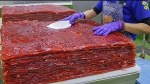 Удивительная фабрика по массовой переработке вяленой свинины, острая измельченная свинина.