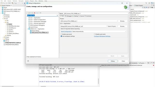 Создание проекта в STM32CubeIde 2x + STM32CubeMX для stm32f407 смотреть онлайн