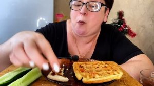 Мукбанг мои вкусные ПП вафли с курочкой и с сыром!Шикарный перекус перед завтраком для похудения!