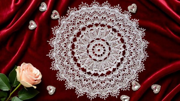 Рельефная салфетка крючком "Бесконечная любовь" невероятной красоты! Часть 1