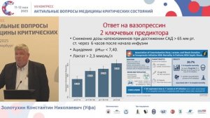 Септический шок. Терапия вазопрессорами Золотухин К.Н. 2025