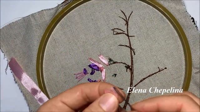 Фуксия 💜 вышивка лентами